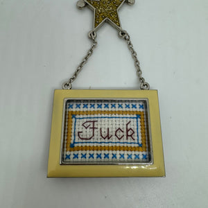 Ornament Tiny Fuck Subversive Cross Stitch one of a kind!