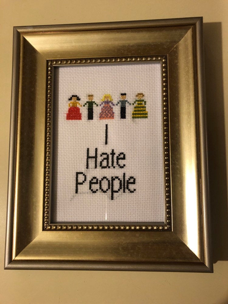 I hate people -  vulgar cross stitch crossstitch