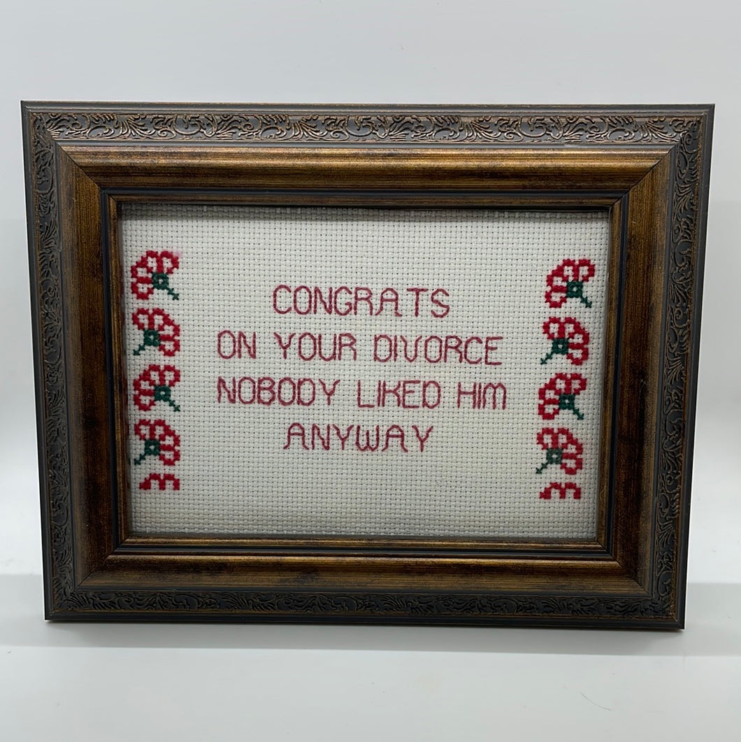 Congrats on your divorce - naughty vulgar cross stitch crossstitch