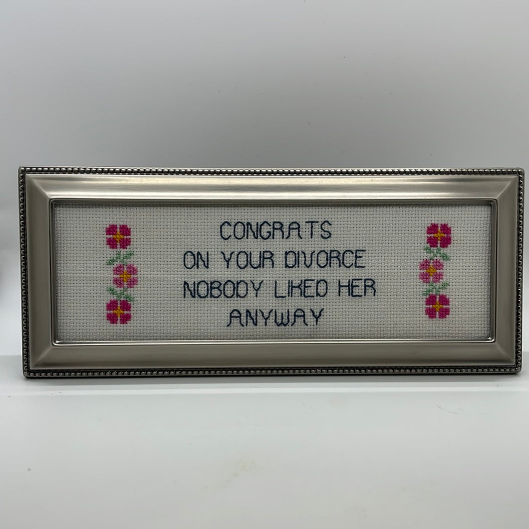 Congrats on your divorce - naughty vulgar cross stitch crossstitch